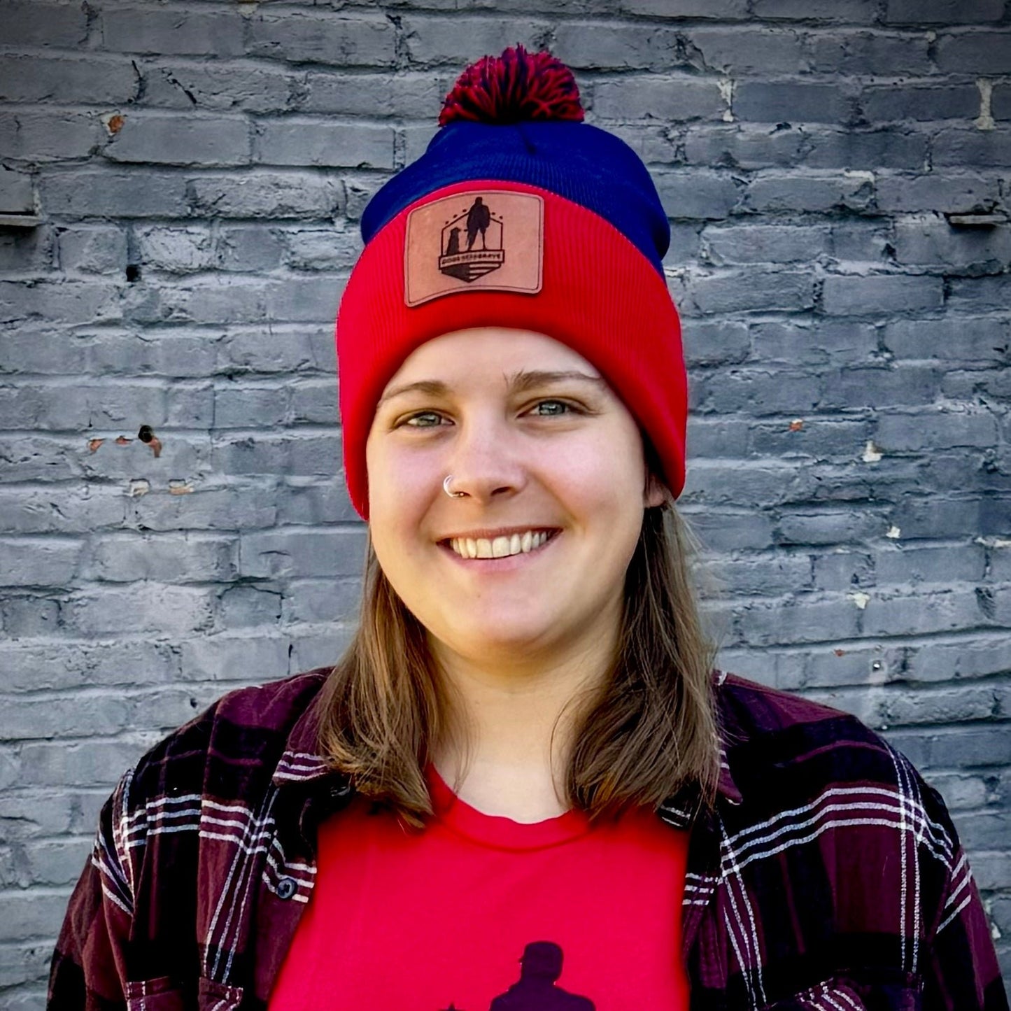 Beanies - Navy/Red Pom Pom