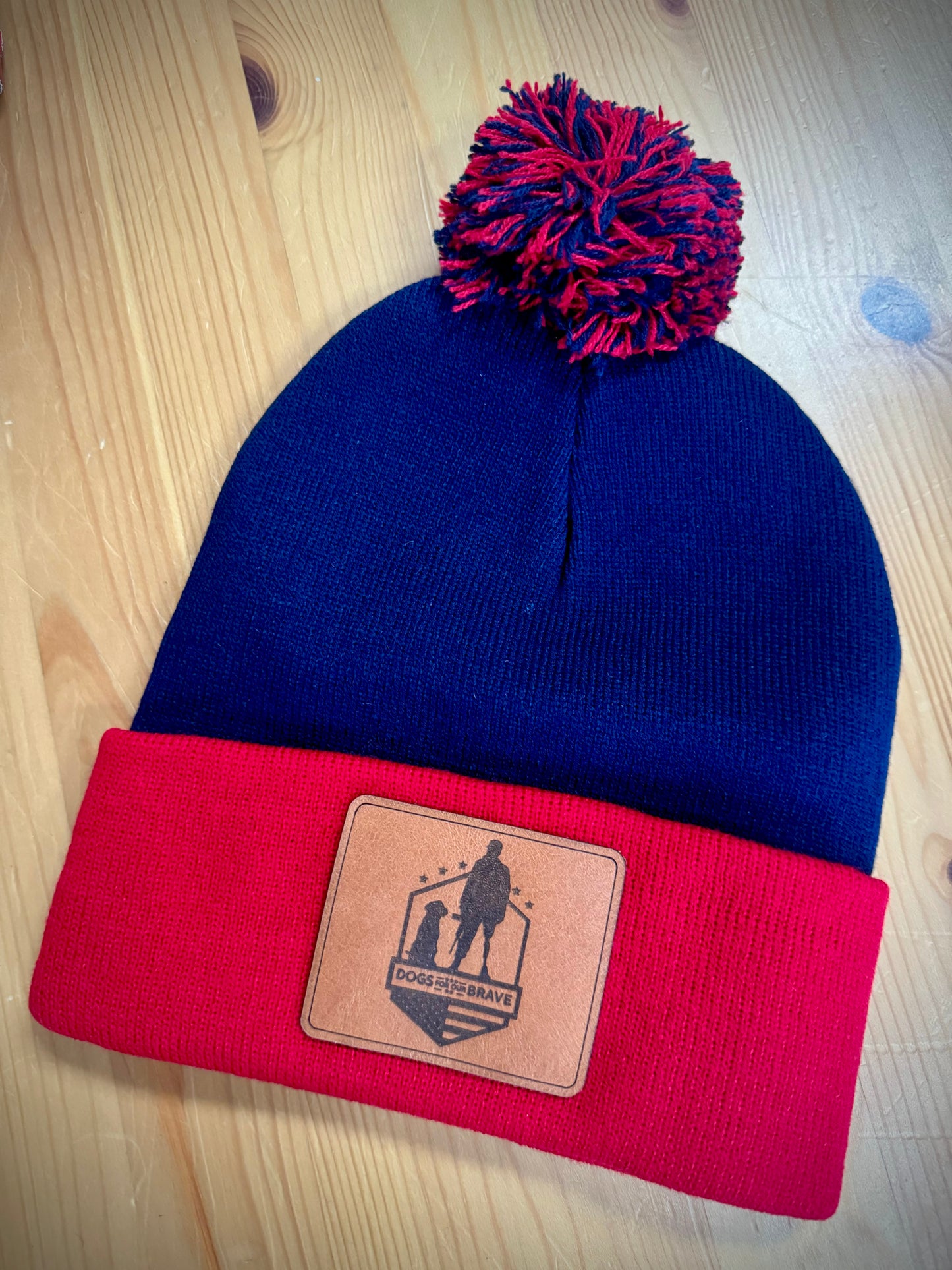 Beanies - Navy/Red Pom Pom