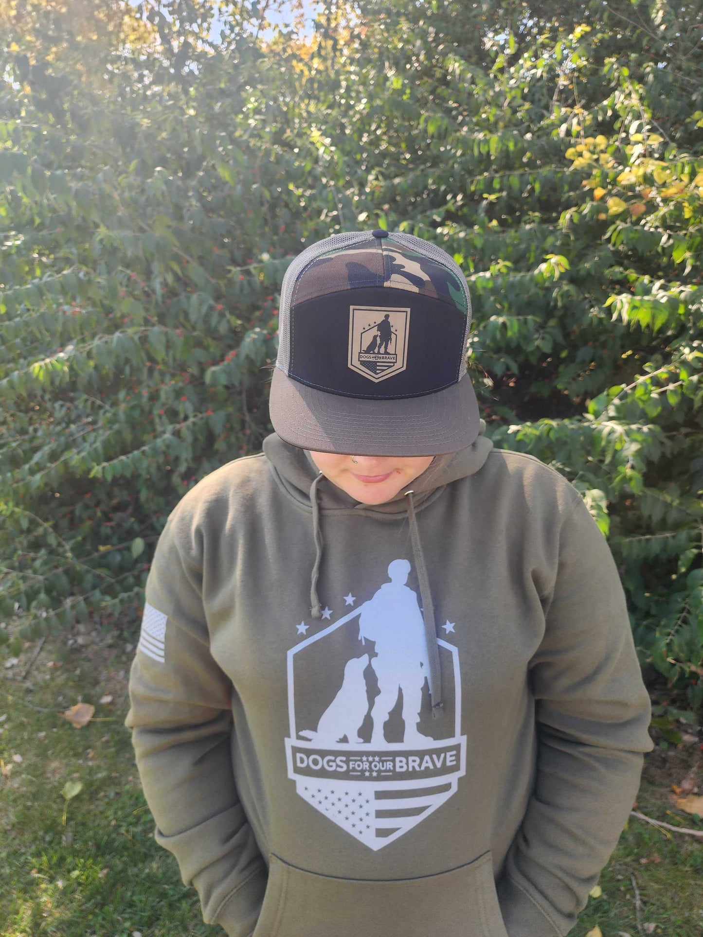 Richardson Camo & Black 7 Panel Trucker